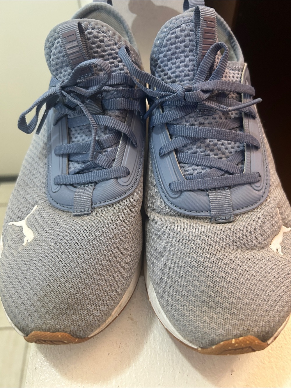 Puma Kids Light Blue Mesh Lace-Up Sneakers
